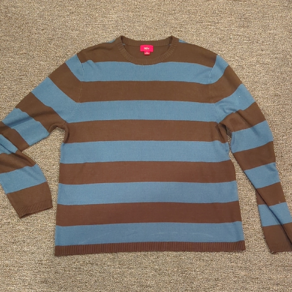 Massimo Classic Brown and Blue Crewneck Sweater